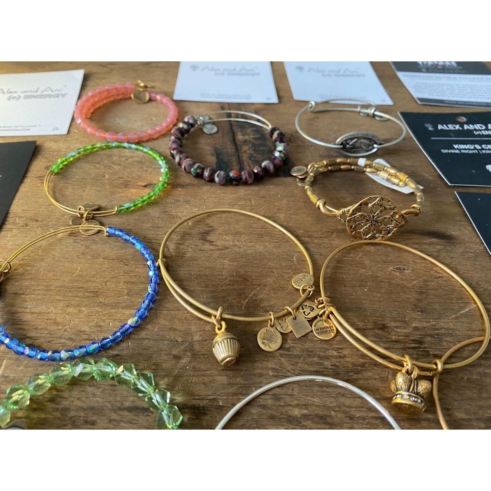 Lot of 14 Alex and Ani Bangle Bracelets Gold & Sil - Picture 5 of 7